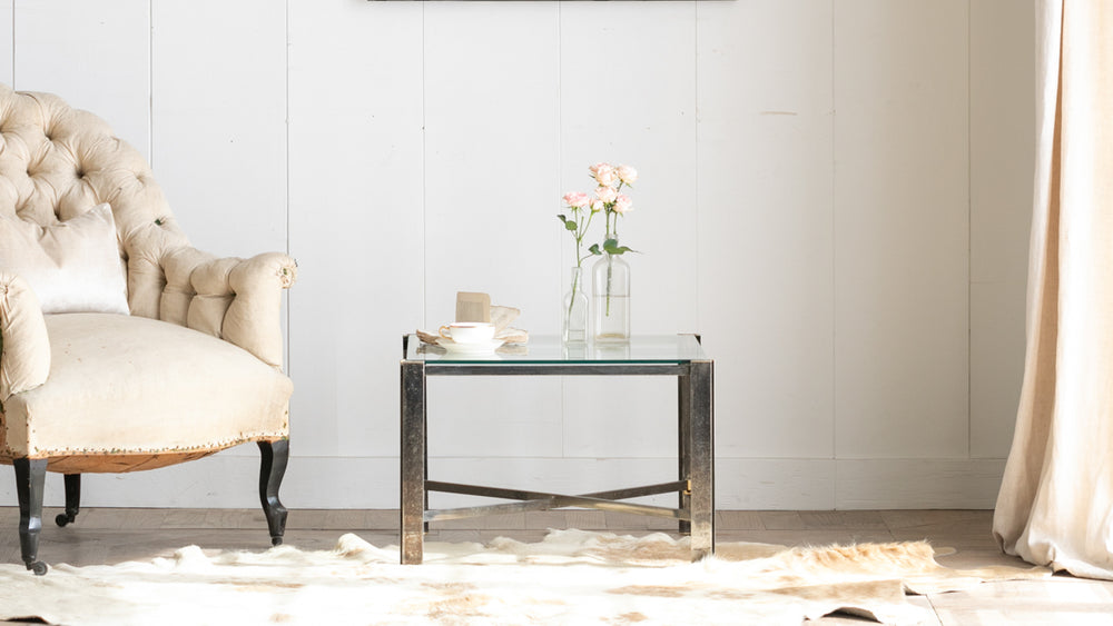 Vintage Mid-Century Brass and Glass Coffee Table
