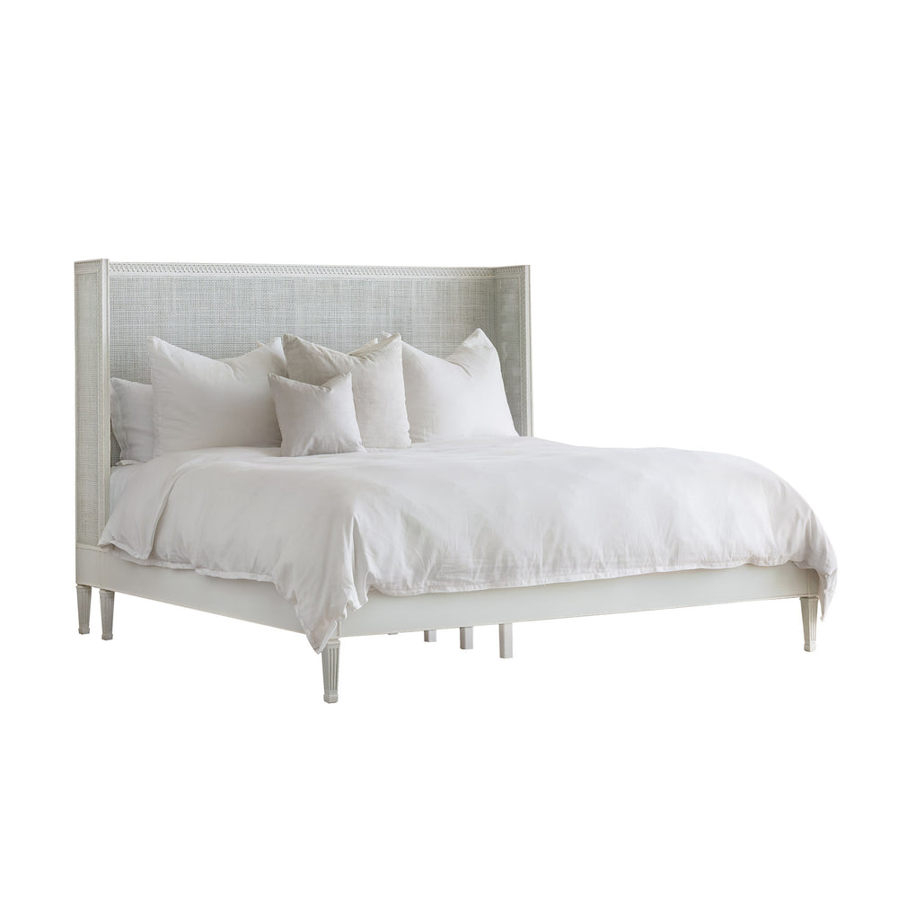 Cassia Cane Bed in Sea Glass and Soft Ivory Highlight Finish