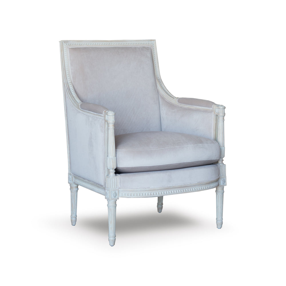 Minerva Bergère in Mocha Velvet and Nordic Oak Finish