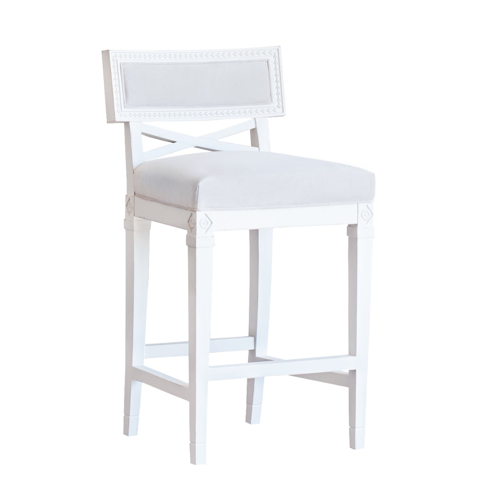 La Belle Fleur Counter Chair in Cloudy Velvet and Alabaster Finish