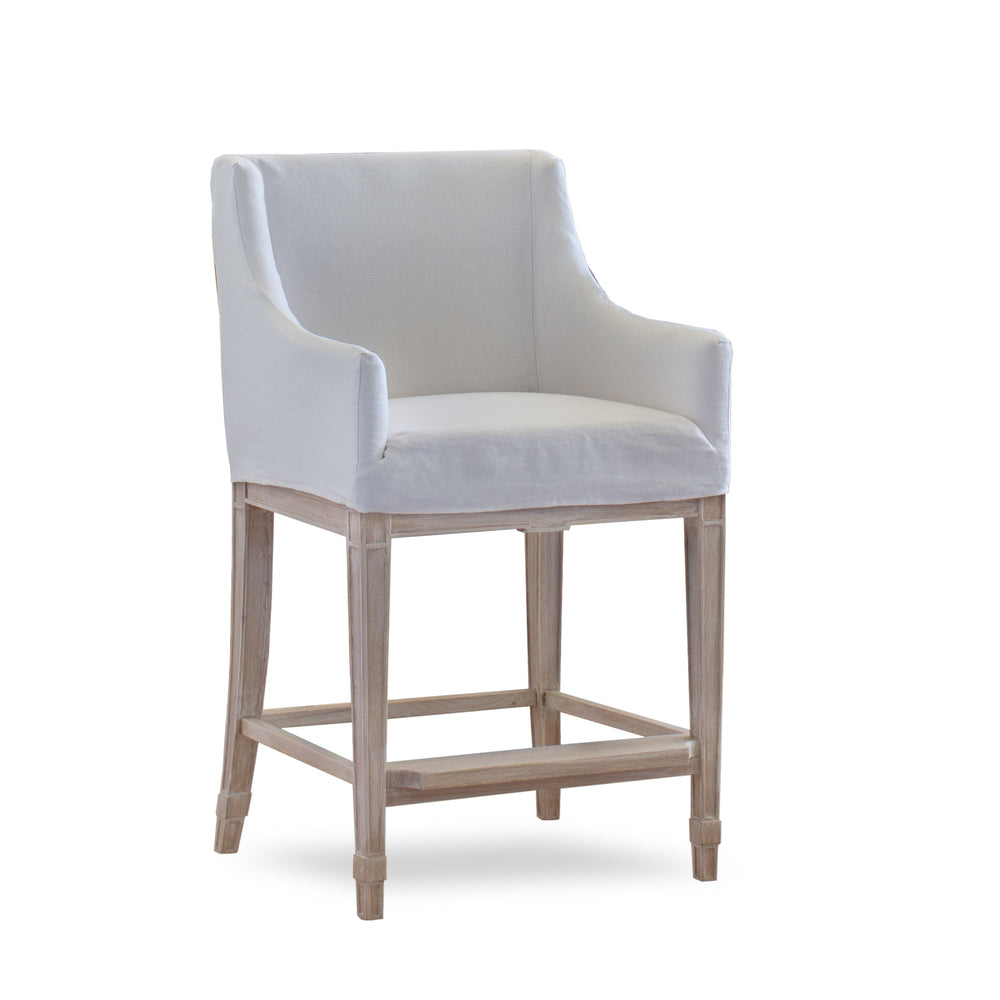 Extra Slipcover in Whispy White Linen for Scandinavian Counter Chair