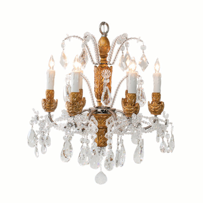 Petite Genovese Chandelier in Aged Gold Finish