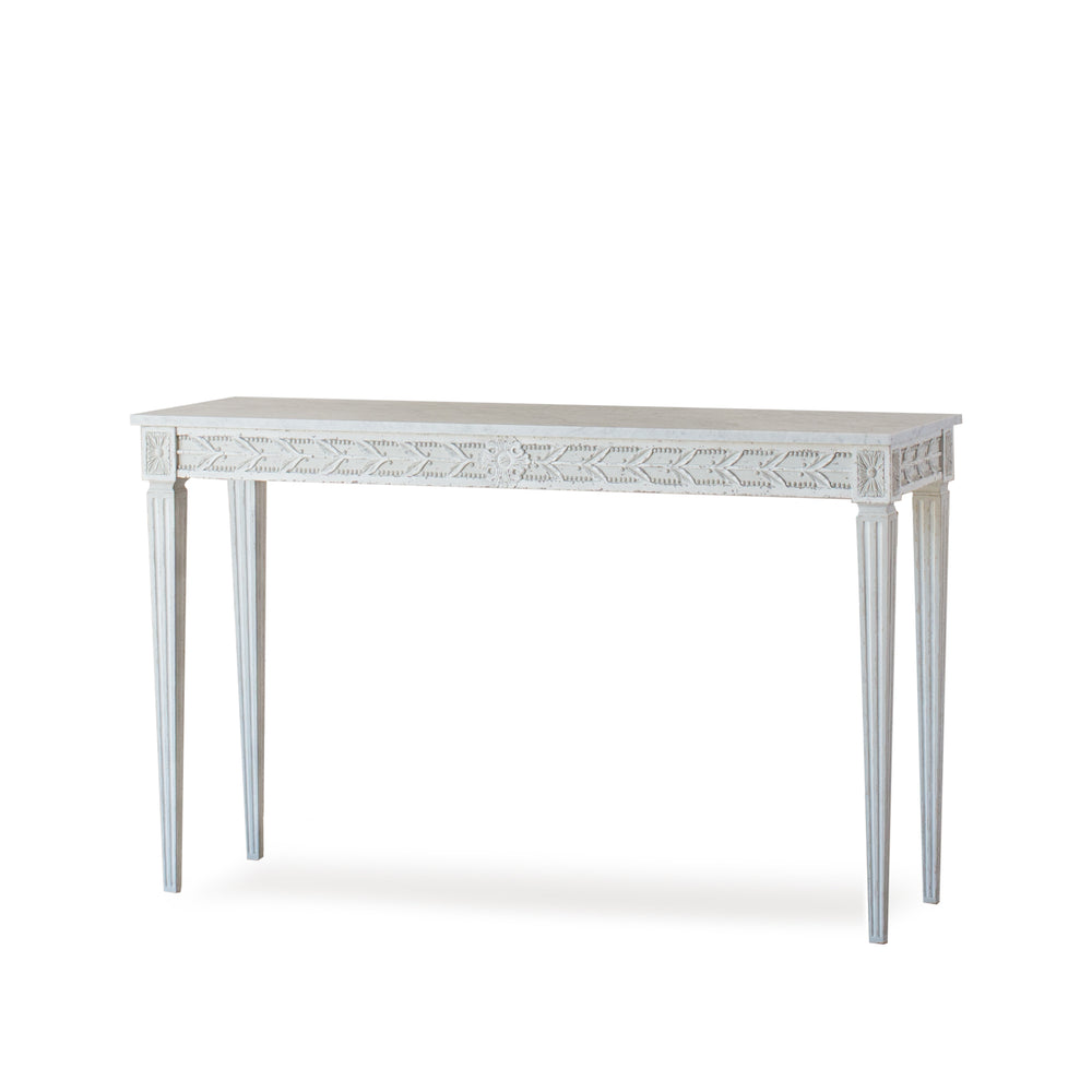 Astrid Console in Taupe with Weathered White Highlight Finish