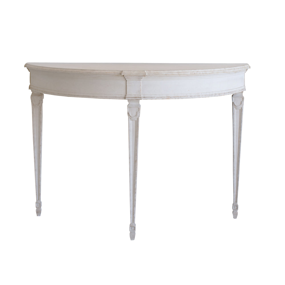 Sophia Magdalena Demi Lune Console in Gustavian Grey Finish