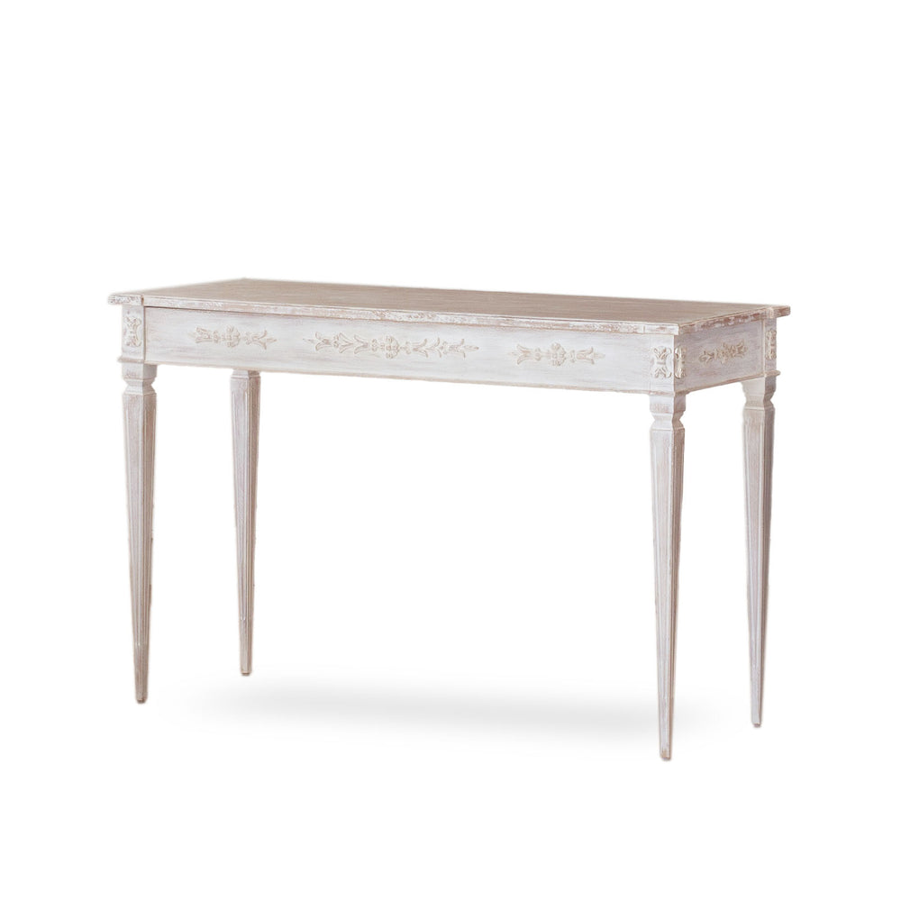 Zinnia Console in White Mist Finish