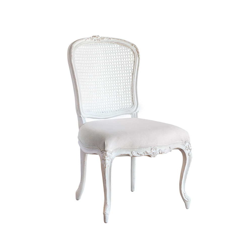 Colette Dining Chair in Fawn Velvet and Soft Ivory Finish