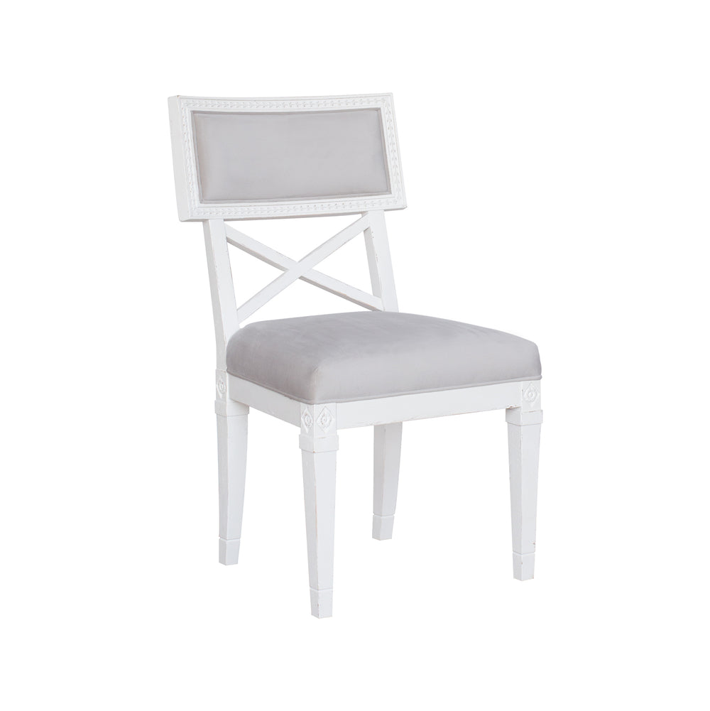 La Belle Fleur Dining Chair in Cloudy Velvet and Alabaster Finish