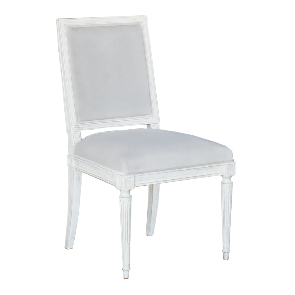 Francois Dining Chair in Fawn Velvet and Porcelain White Finish