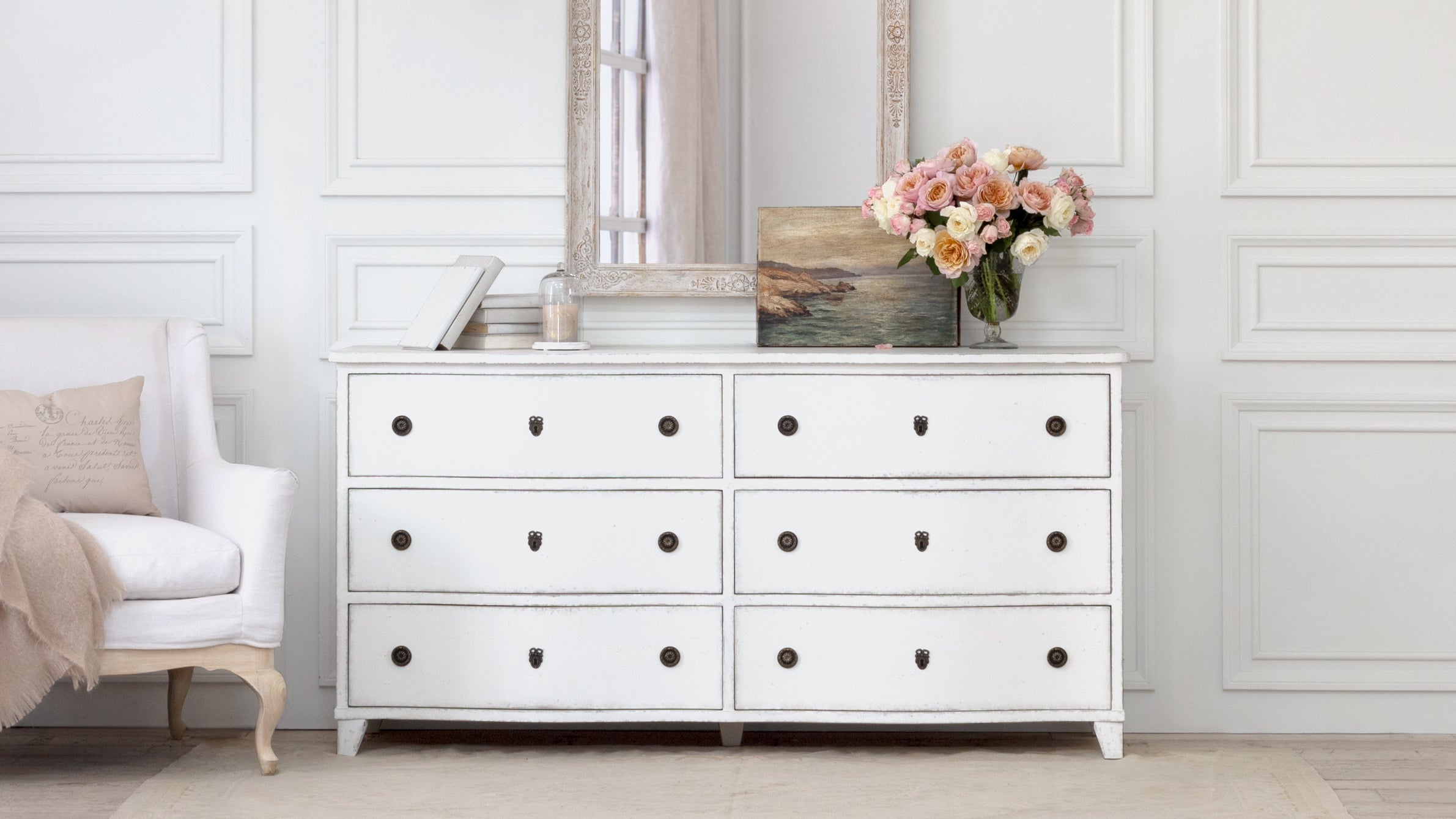 Gustavus Dresser in Antique White Finish Gustavus Dresser in Antique White Finish