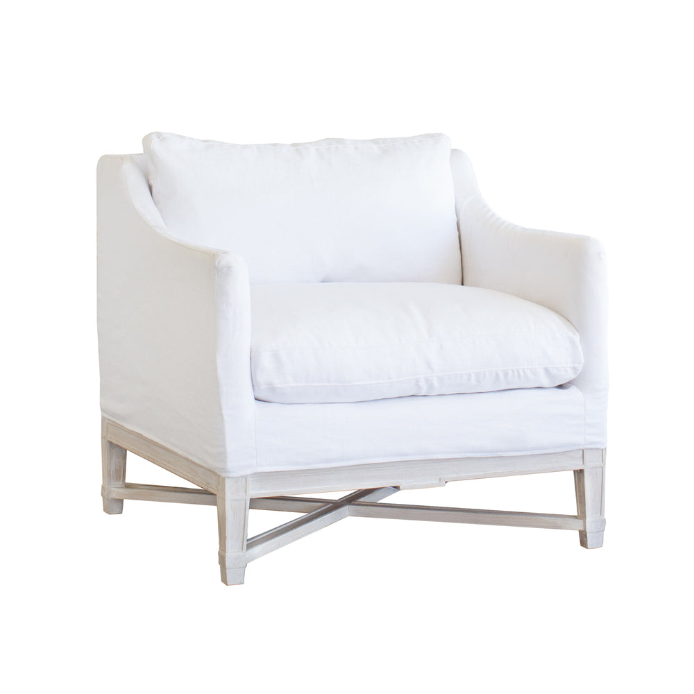 Extra Slipcover in Whispy White Linen for Scandinavian Bergère
