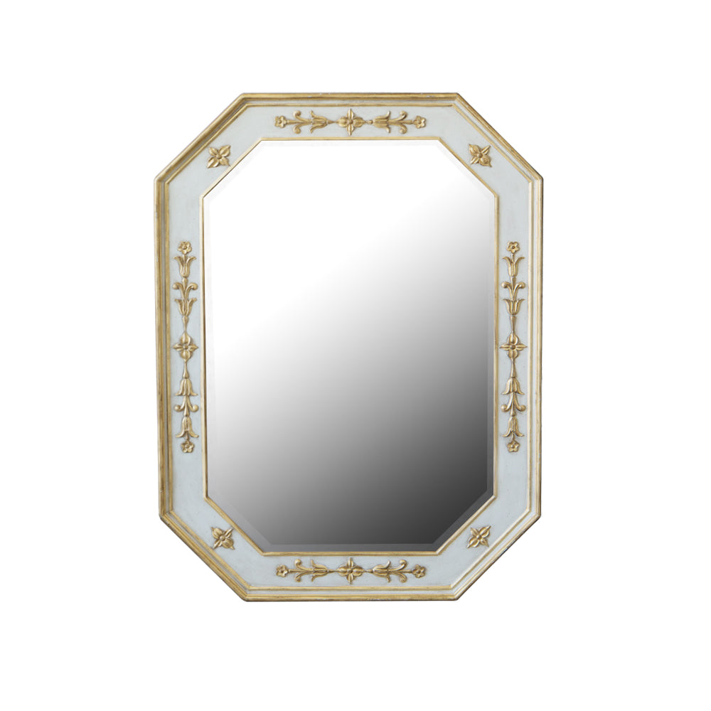 Tulipe Mirror in Chalk Grey and Gold Finish