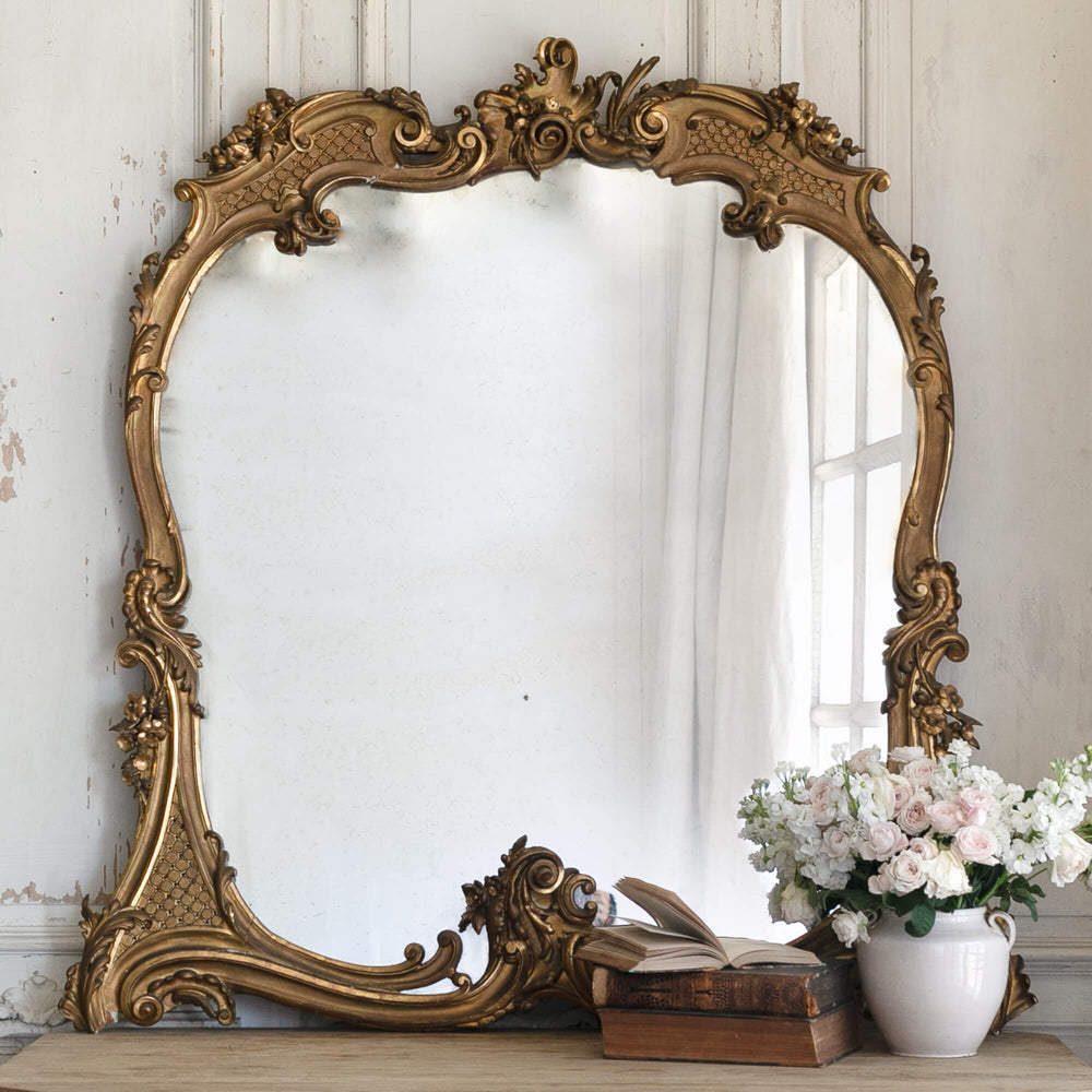 Antique Rounded Rocaille Mirror