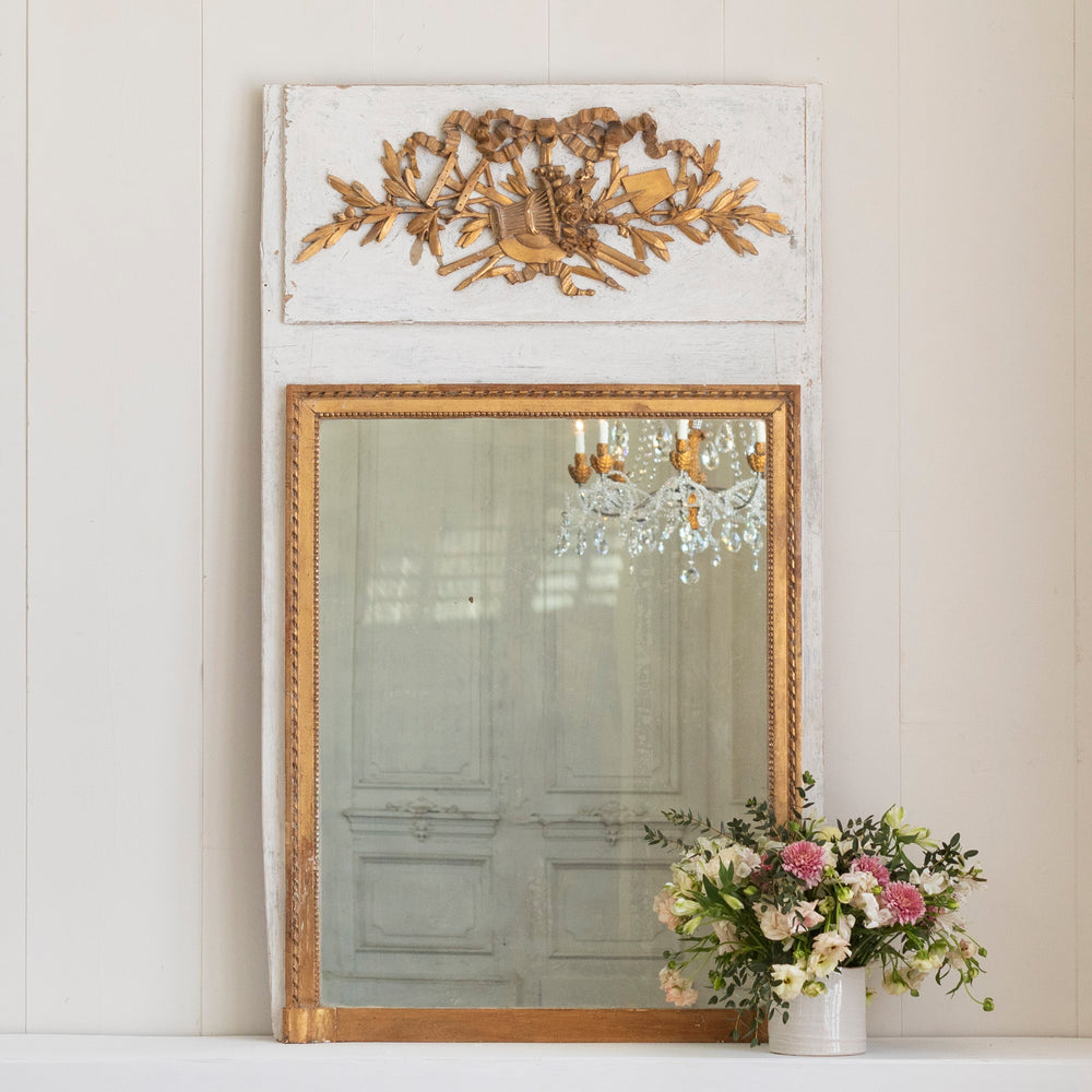 Louis XVI Trumeau Mercury Mirror with Bouquet Motif