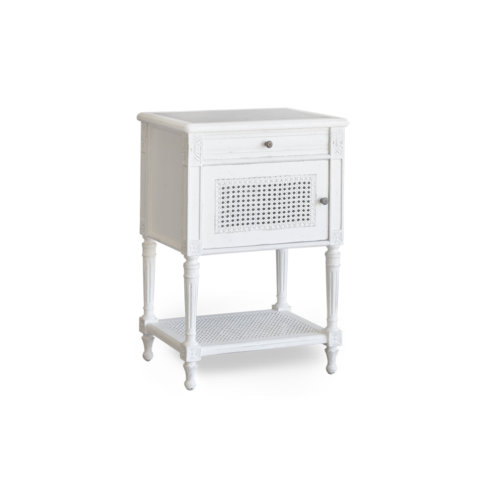 Giverny Nightstand in Weathered White Finish