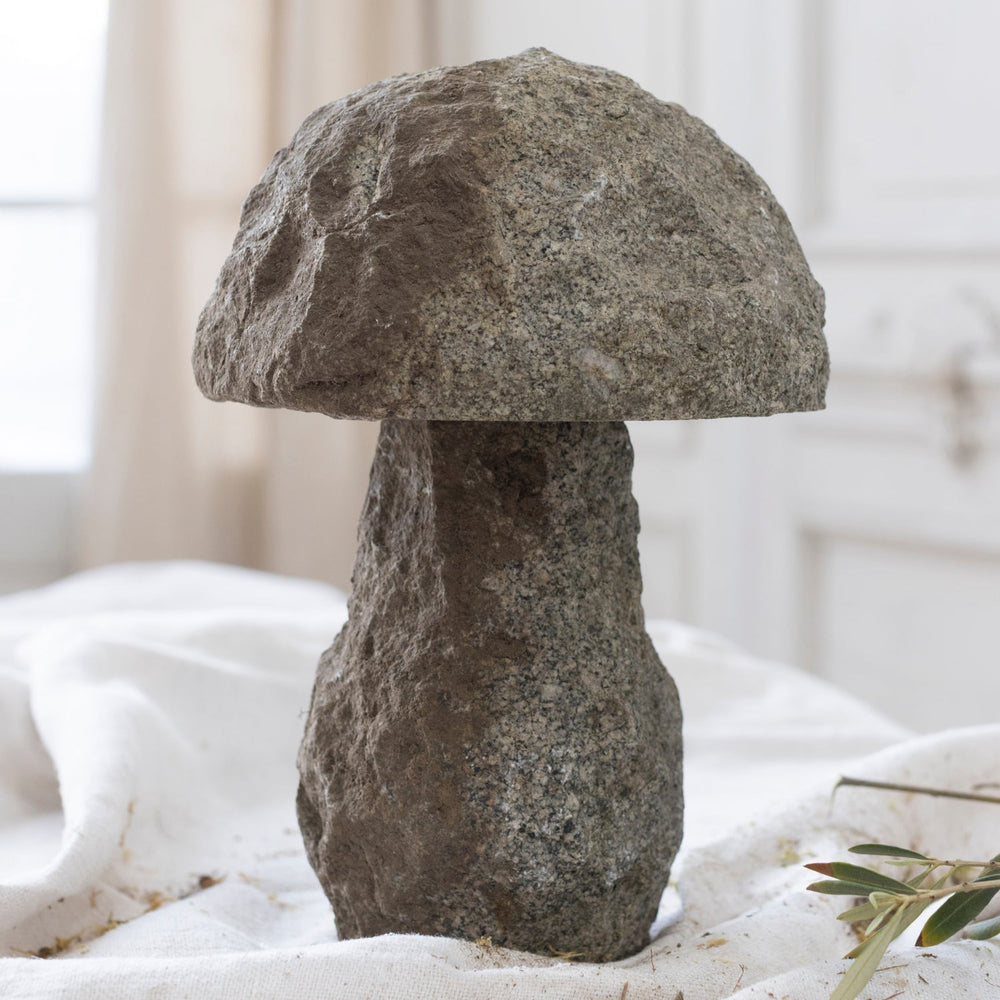 Set of Antique Stone Garden Mushrooms