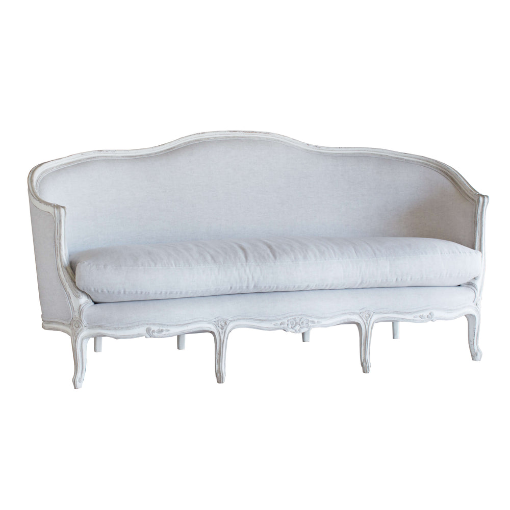 Seraphine Canape Sofa in Fog Linen and Gesso and Oyster Finish