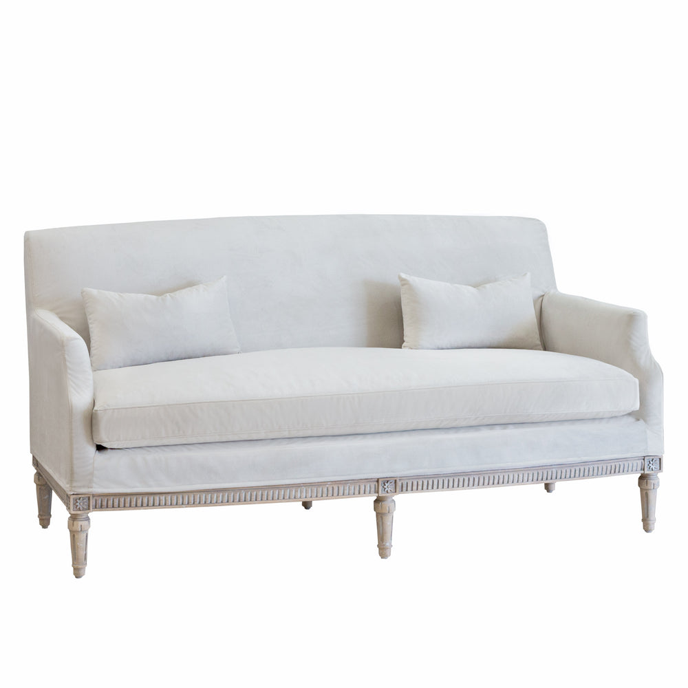 Louis Cannes Loveseat in Cloudy Velvet and Starboard Oak Finish