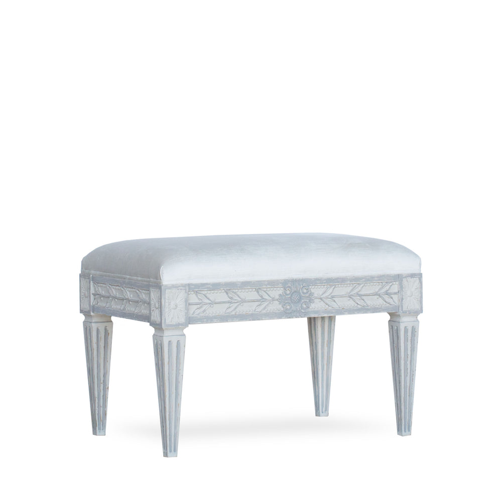 Anais Stool in Dove Velvet and Antique Grey Finish