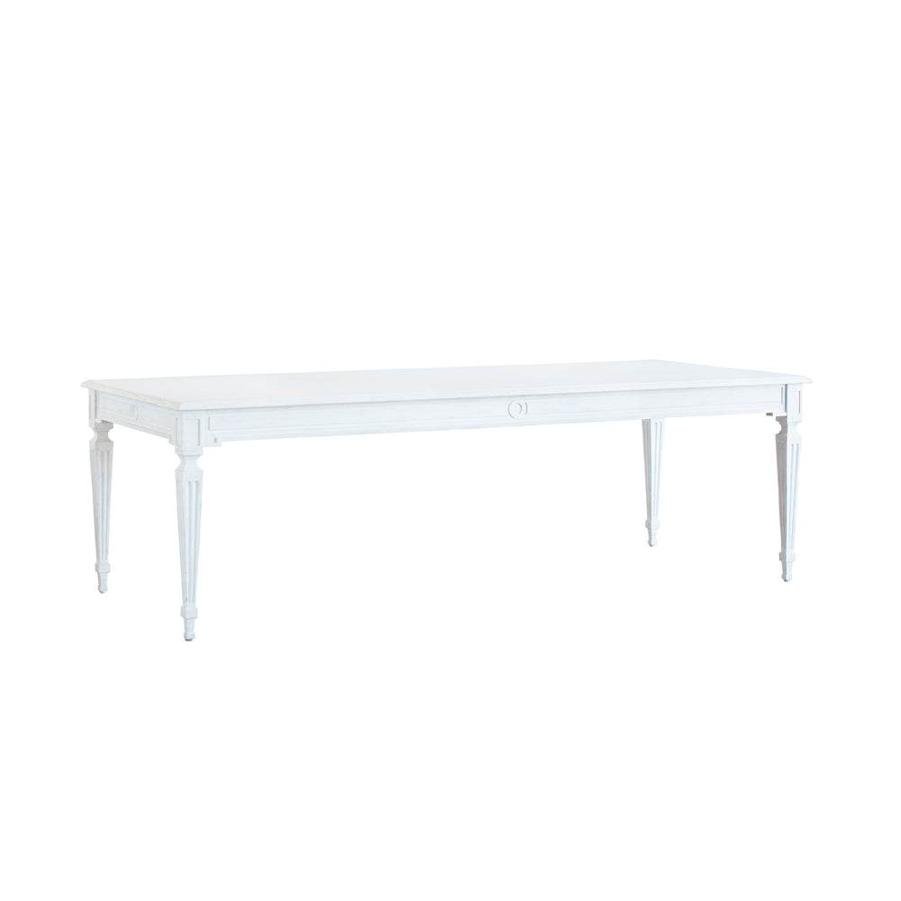 Grande Gustavian Dining Table in Pickled White Finish