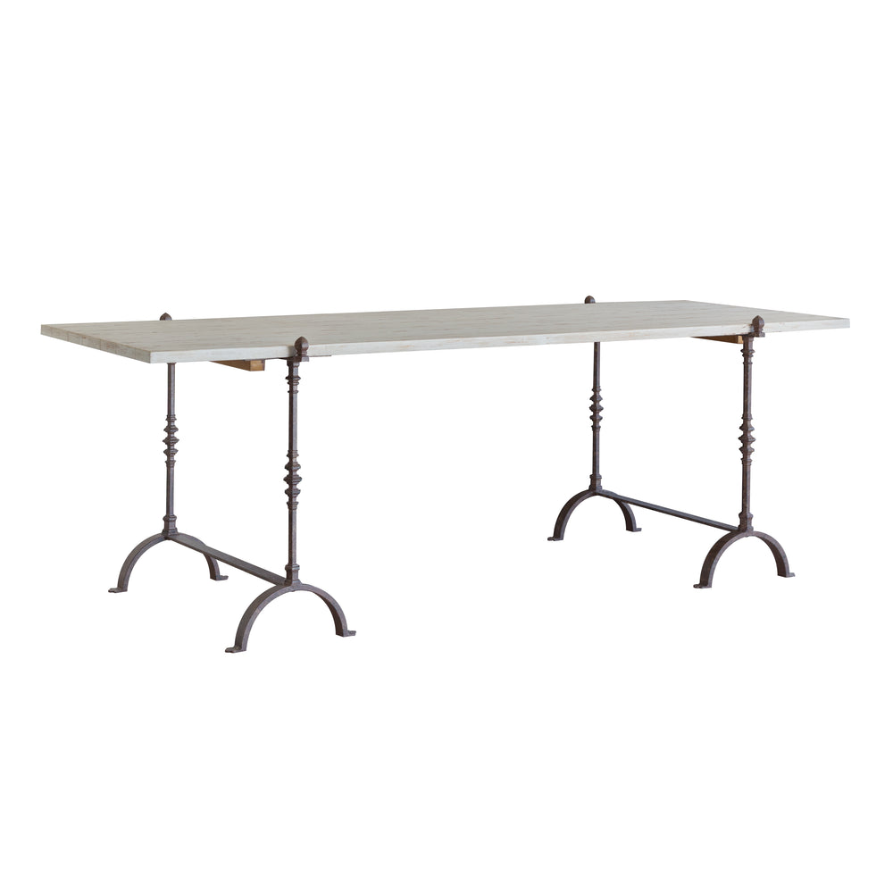 St. Remy Trestle Dining Table in Pickled White Finish