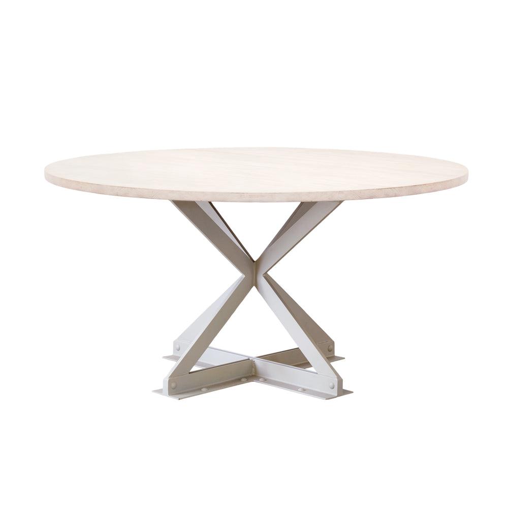 Round Vesuvio Dining Table in Nimbus Grey with Pine Blanc Finish