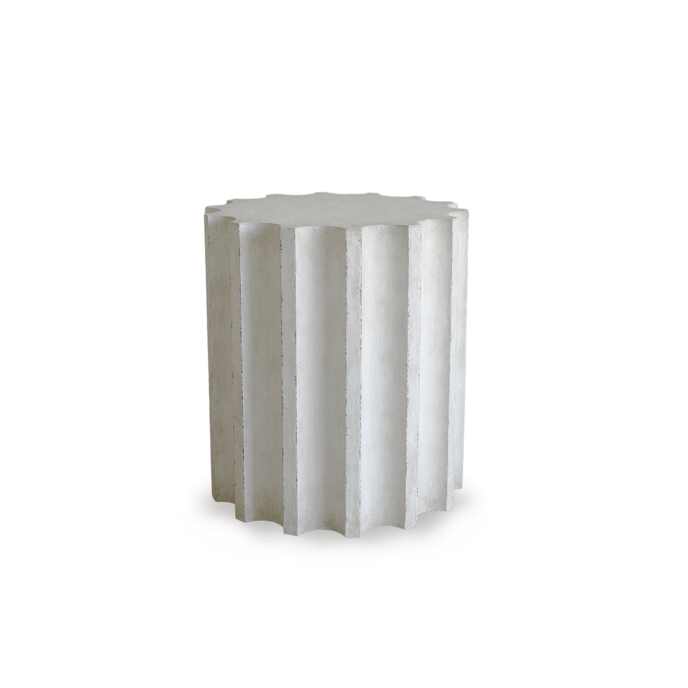Column Side Table in Plaster White Finish