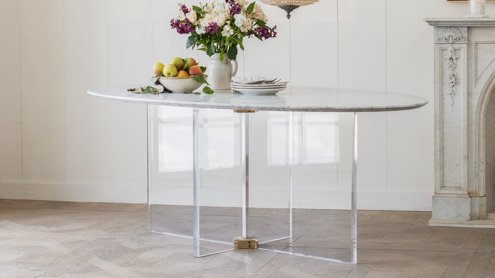 Grande Libert‚àö¬© Lucite Dining Table with Marble Top
