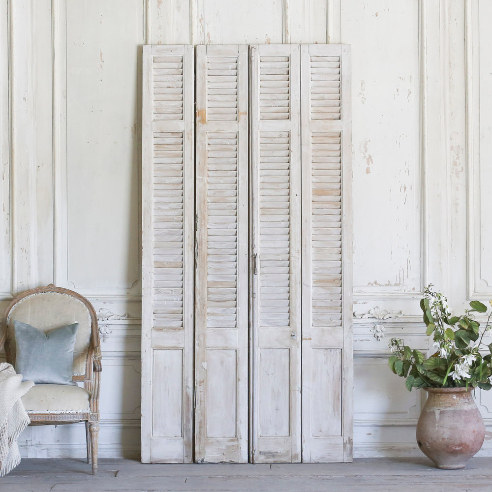 Set of Four Vintage Whitewashed Shutters