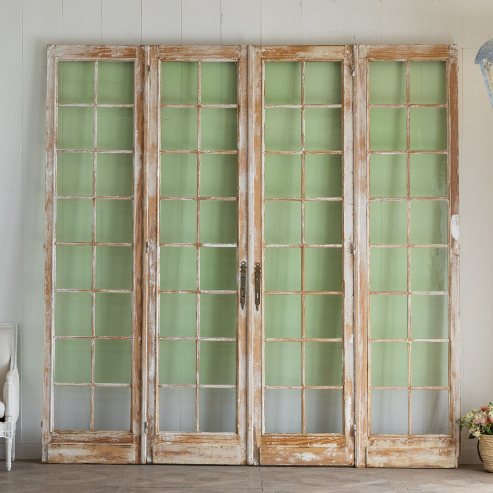 Antique Pale Green Glass Door Set