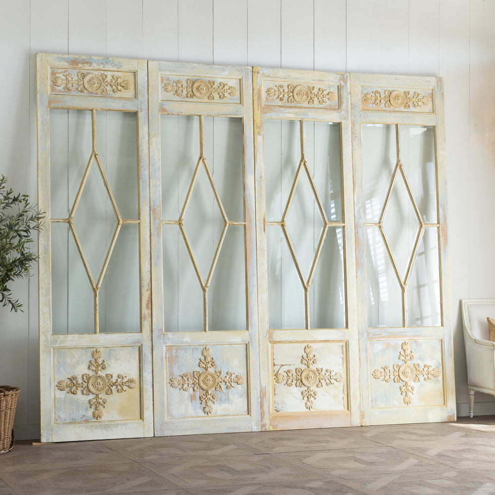 Antique Decorative Glass Door Set