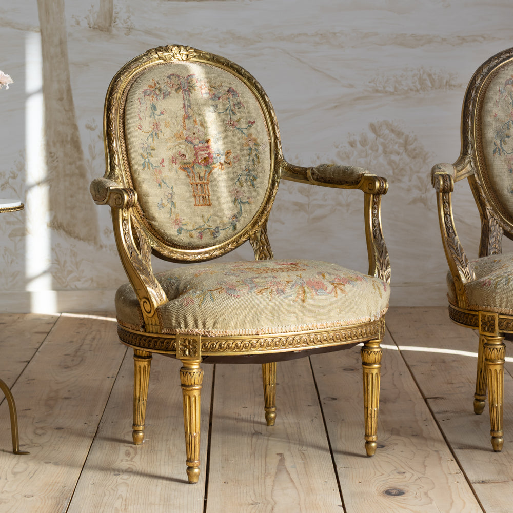 Antique Louis XVI Gold Armchair