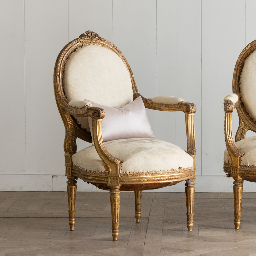 Antique Gilt Louis XVI Armchairs II