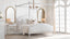Dauphine Canopy Bed in White Linen and Weathered White Finish