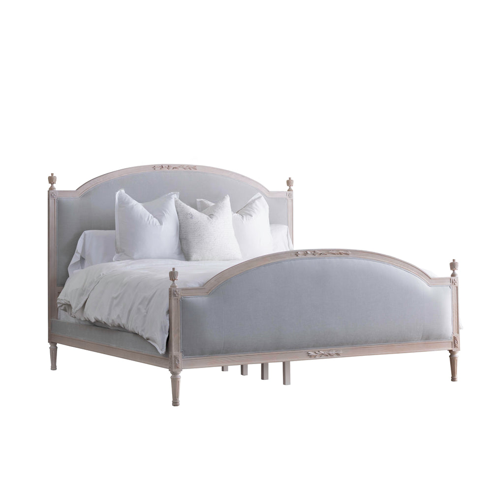 Dauphine Bed in French Eggshell Chenille and Pale Ashwood Finish