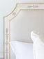 Olympia Bed in Sand Dune Linen and Coral White with Gilt Finish