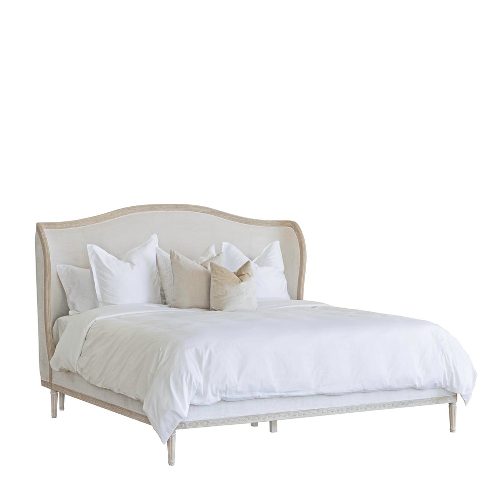 Helena Bed in Salt Velvet and Pale Poplar Finish