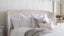 Caterina Bed in Dove Velvet and Porcelain White Finish