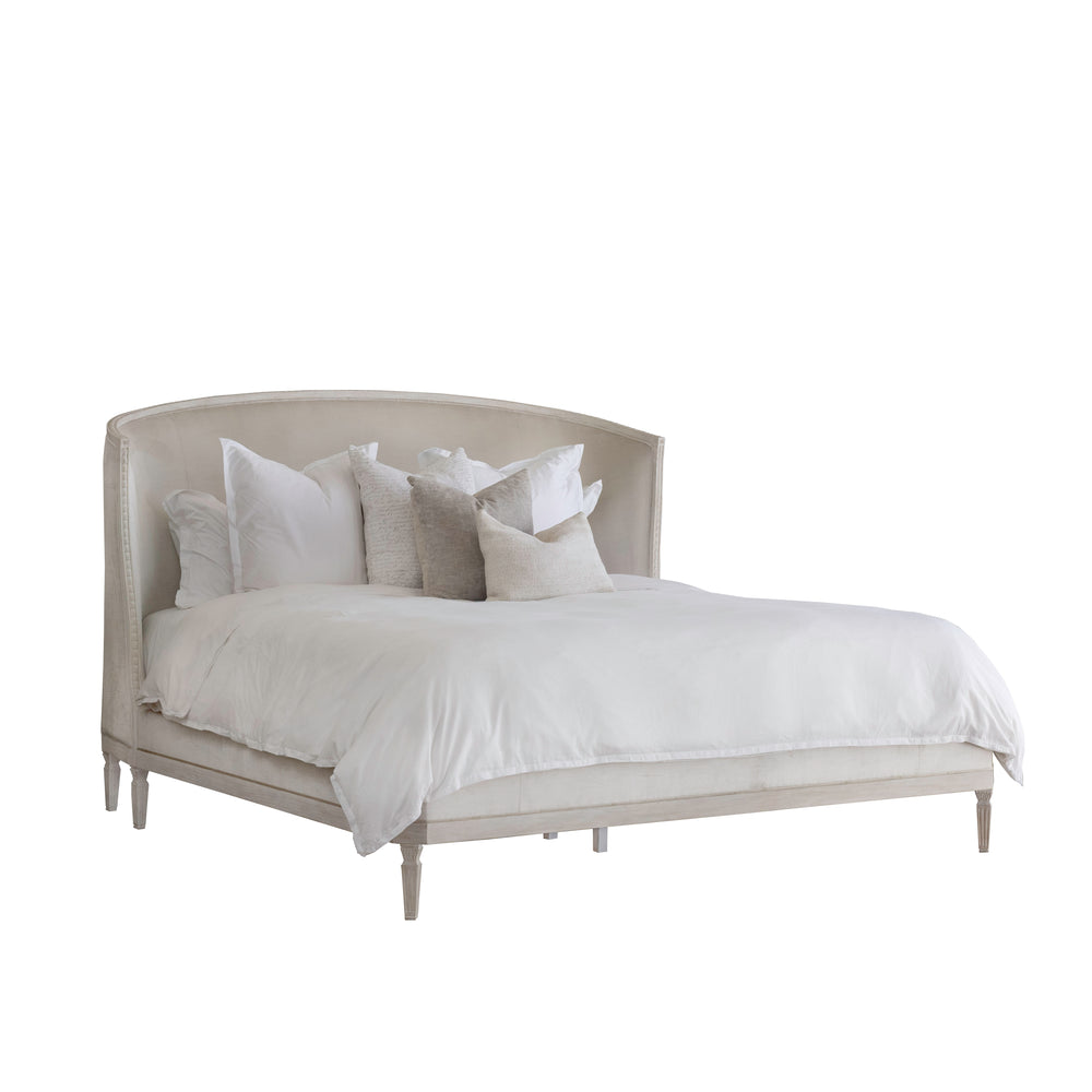 Caterina Bed in Dove Velvet and Porcelain White Finish