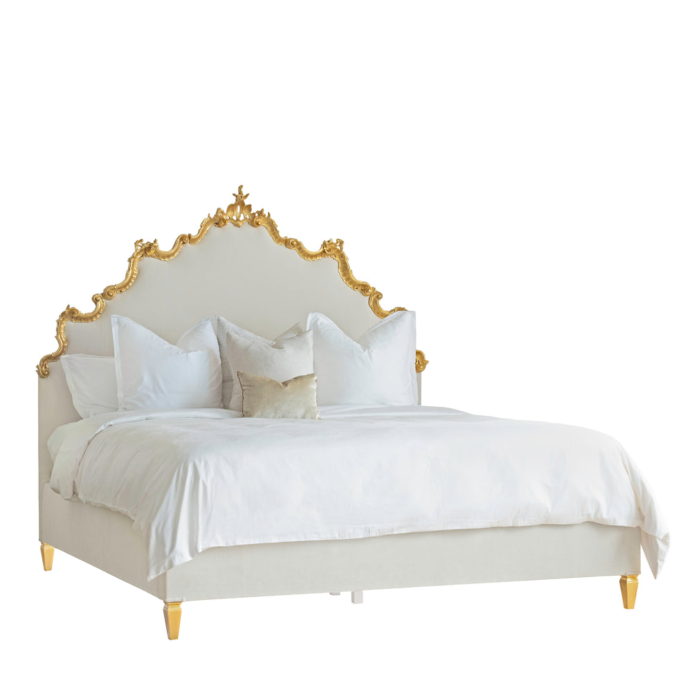 Fiore Bed in Off White Chenille and Italian Gilt Finish