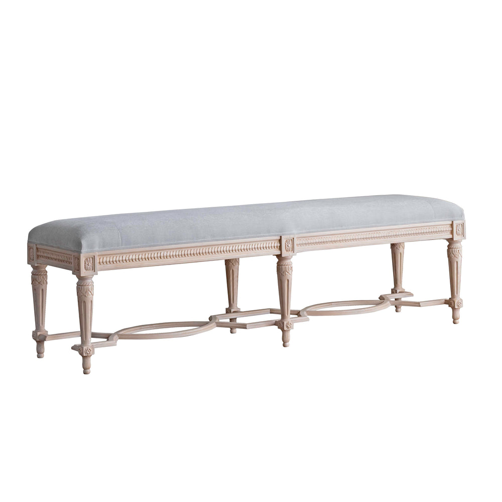 Constance Bench in French Eggshell Chenille and Pale Ashwood Finish