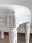 Constance Bench in White Linen and Weathered White Finish