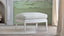 Bergamin Ottoman in Sand Dune Linen and Coral White with Gilt Finish