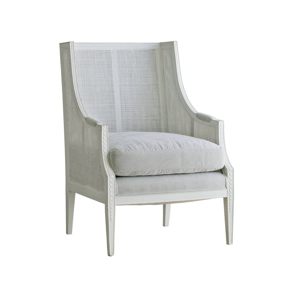 Bergamin Bergère in French Eggshell Velvet and Sea Glass Finish