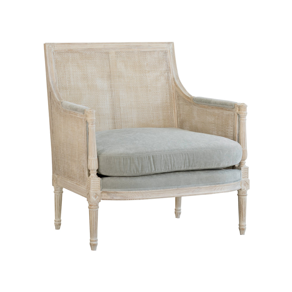 Hugo Cane Bergère in Celadon Chenille and Pale Poplar Finish