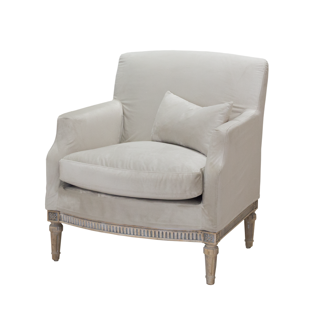 Extra Slipcover in Cloudy Velvet for Louis Cannes Bergère