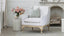 Rococo Bergere in Whispy White Linen in Swedish Oak Finish