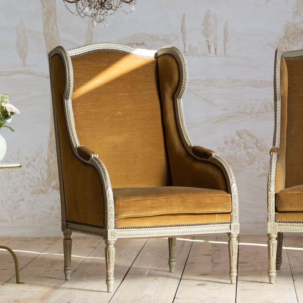 Antique Large Louis XVI Bergeres