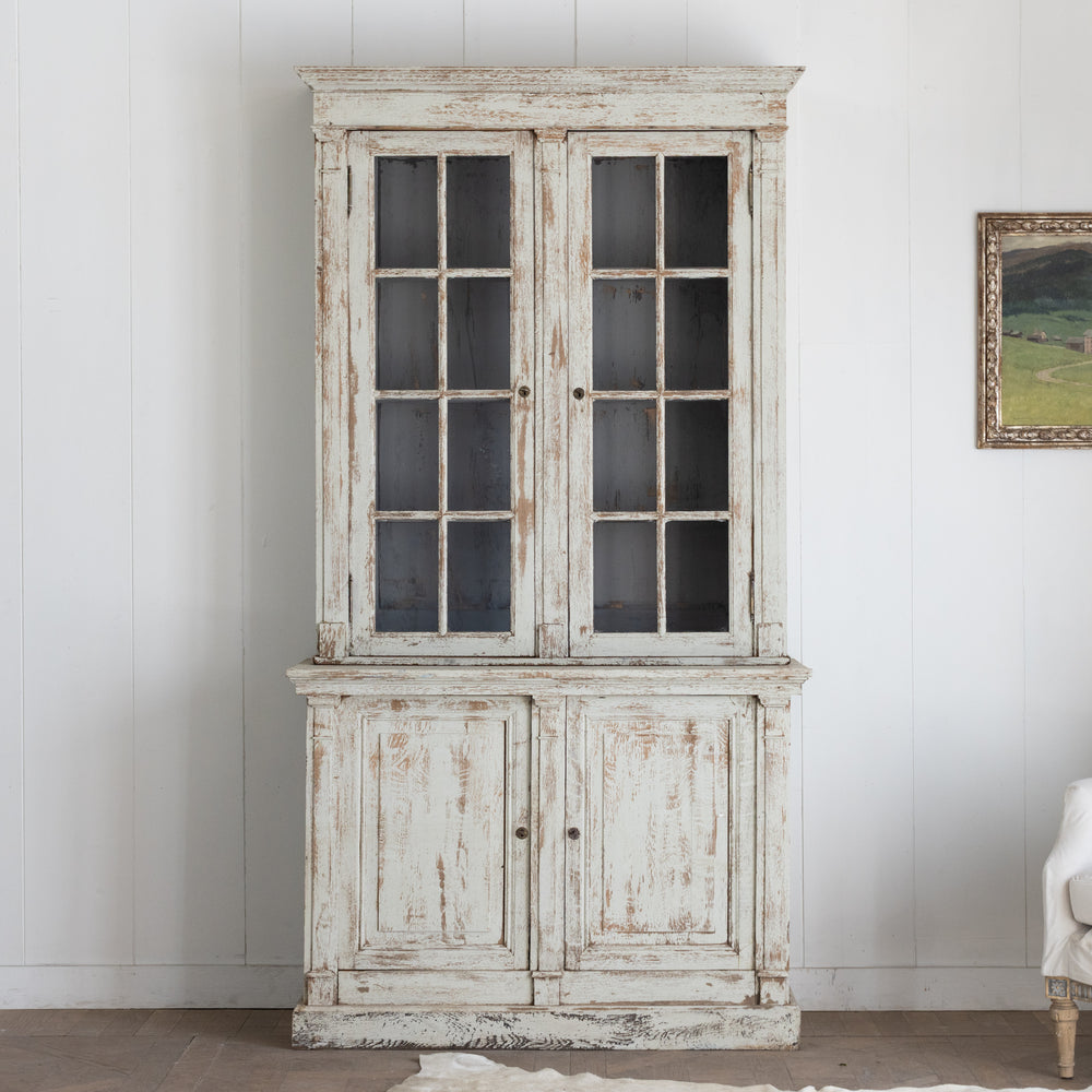 Antique Painted Glass Door Cabinet