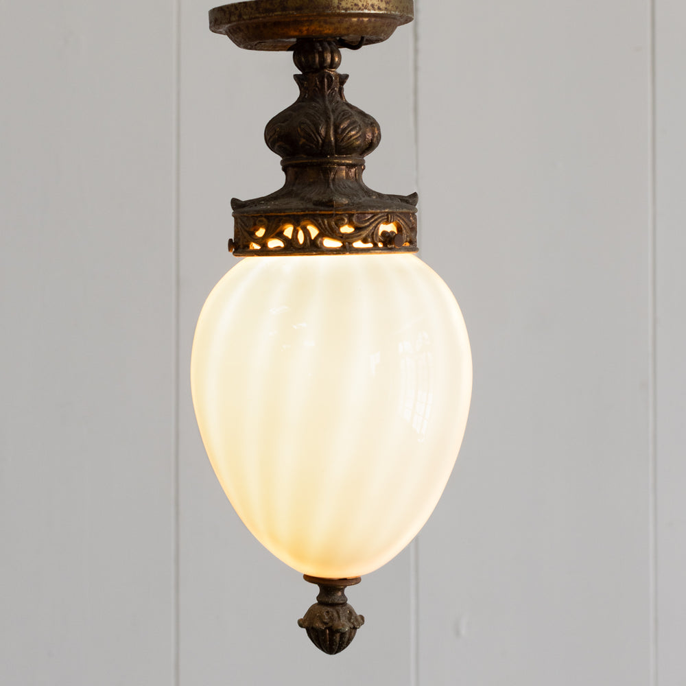 Art Deco Ceiling Pendent with Milk Glass