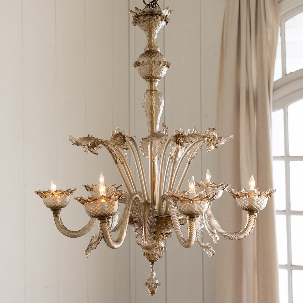 Italian Murano Smoked Glass Chandelier